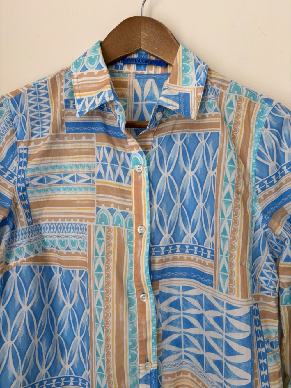 J. McLaughlin Geometric Tile Print Button Front L… - image 3